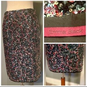 Emma Black Vintage Silk Sequin Skirt